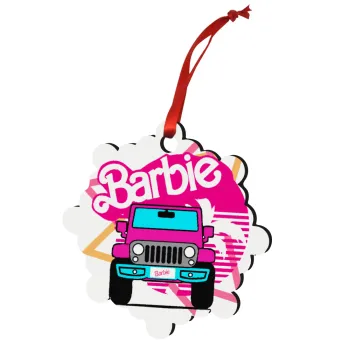 Barbie car, Christmas ornament snowflake wooden 7.5cm