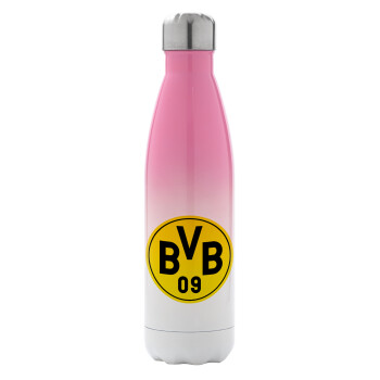 BVB Dortmund, Metal mug thermos Pink/White (Stainless steel), double wall, 500ml
