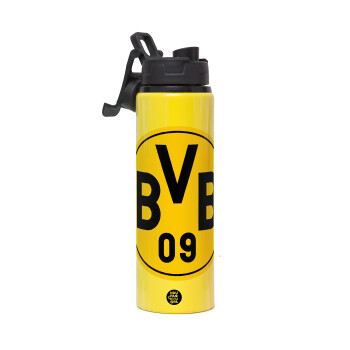 BVB Dortmund, Metallic water bottle with safety lid, 850ml aluminum