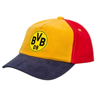 BVB Μπορούσια Ντόρτμουντ , Καπέλο παιδικό Baseball, 100% Βαμβακερό, Low profile, Κίτρινο/Μπλε/Κόκκινο