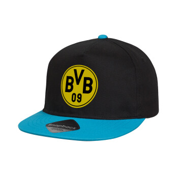 BVB Μπορούσια Ντόρτμουντ , Καπέλο παιδικό Flat Snapback, Μαύρο/Μπλε (100% ΒΑΜΒΑΚΕΡΟ, ΠΑΙΔΙΚΟ, UNISEX, ONE SIZE)