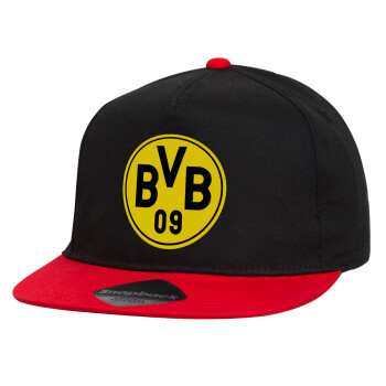 BVB Μπορούσια Ντόρτμουντ , Καπέλο παιδικό Flat Snapback, Μαύρο/Κόκκινο (100% ΒΑΜΒΑΚΕΡΟ, ΠΑΙΔΙΚΟ, UNISEX, ONE SIZE)