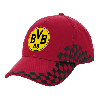 BVB Dortmund, Adult Cap RACING Ultimate Red/Black, (100% COTTON DRILL, ADULT, UNISEX, ONE SIZE ADULT)