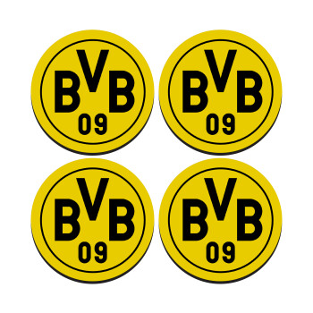 BVB Μπορούσια Ντόρτμουντ , ΣΕΤ 4 Σουβέρ ξύλινα στρογγυλά (9cm)
