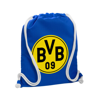 BVB Μπορούσια Ντόρτμουντ , Τσάντα πλάτης πουγκί GYMBAG Μπλε, με τσέπη (40x48cm) & χονδρά κορδόνια