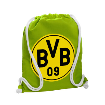 BVB Μπορούσια Ντόρτμουντ , Τσάντα πλάτης πουγκί GYMBAG LIME GREEN, με τσέπη (40x48cm) & χονδρά κορδόνια