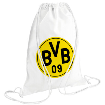 BVB Μπορούσια Ντόρτμουντ , Τσάντα πλάτης πουγκί GYMBAG λευκή (28x40cm)