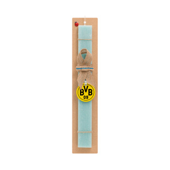 BVB Μπορούσια Ντόρτμουντ , Πασχαλινό Σετ, ξύλινο μπρελόκ & πασχαλινή λαμπάδα αρωματική πλακέ (30cm) (ΤΙΡΚΟΥΑΖ)