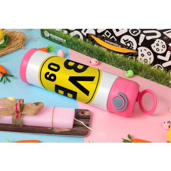 BVB Dortmund, Easter candle, Childrens hot water bottle, stainless steel, with safety straw, PINK (500ml)