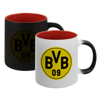 BVB Dortmund, Κούπα Μαγική εσωτερικό κόκκινο, κεραμική, 330ml που αλλάζει χρώμα με το ζεστό ρόφημα (1 τεμάχιο)