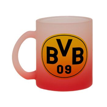 BVB Dortmund, Κούπα γυάλινη δίχρωμη με βάση το κόκκινο ματ, 330ml