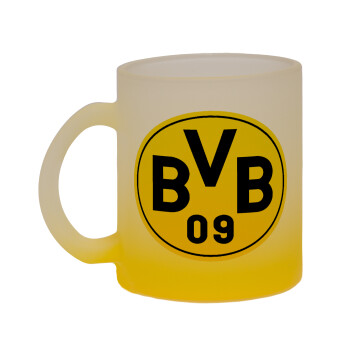 BVB Μπορούσια Ντόρτμουντ , Κούπα γυάλινη δίχρωμη με βάση το κίτρινο ματ, 330ml