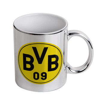 BVB Dortmund, Mug ceramic, silver mirror, 330ml