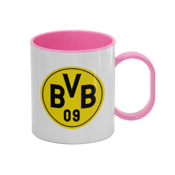BVB Dortmund, Κούπα (πλαστική) (BPA-FREE) Polymer Ροζ για παιδιά, 330ml