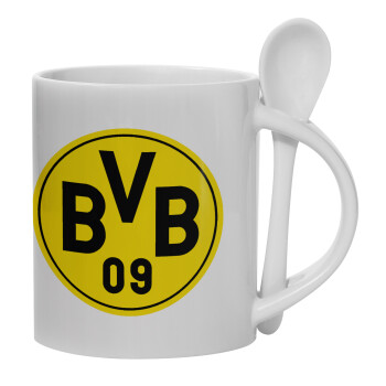 BVB Dortmund, Ceramic coffee mug with Spoon, 330ml (1pcs)