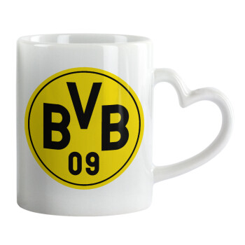 BVB Dortmund, Mug heart handle, ceramic, 330ml
