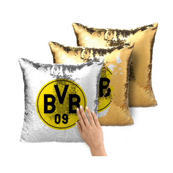 BVB Dortmund, Μαξιλάρι καναπέ Μαγικό Χρυσό με πούλιες 40x40cm περιέχεται το γέμισμα