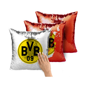 BVB Dortmund, Μαξιλάρι καναπέ Μαγικό Κόκκινο με πούλιες 40x40cm περιέχεται το γέμισμα