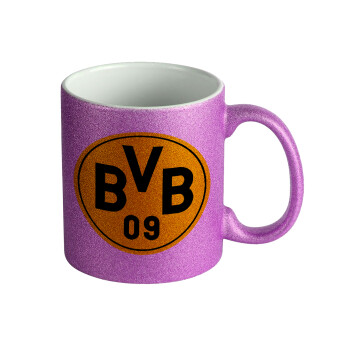 BVB Μπορούσια Ντόρτμουντ , Κούπα Μωβ Glitter που γυαλίζει, κεραμική, 330ml
