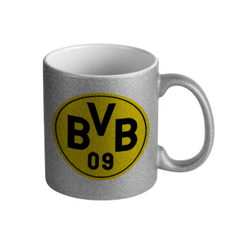 BVB Dortmund, Κούπα Ασημένια Glitter που γυαλίζει, κεραμική, 330ml