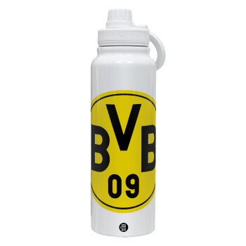 BVB Dortmund, 1L Stainless Steel Thermal Bottle with Phone Holder & Double Wall Insulation
