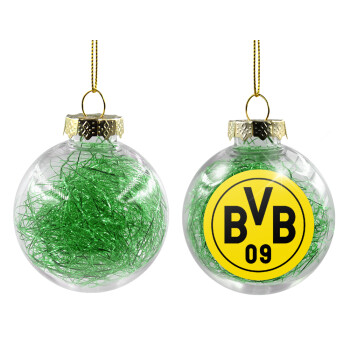 BVB Μπορούσια Ντόρτμουντ , Χριστουγεννιάτικη μπάλα δένδρου διάφανη με πράσινο γέμισμα 8cm