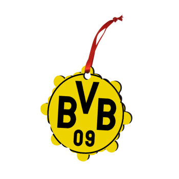 BVB Dortmund, Χριστουγεννιάτικο στολίδι snowflake ξύλινο 7.5cm