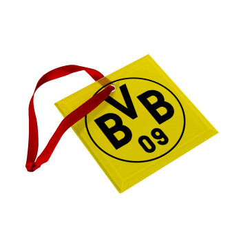 BVB Dortmund, Christmas ornament, glass square ornament 9x9cm