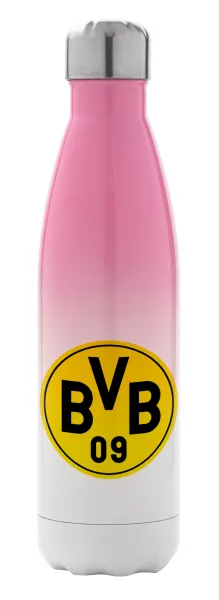 BVB Dortmund — Metal mug thermos Pink/White (Stainless steel), double wall, 500ml