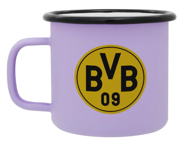 BVB Dortmund — Metal enamel mug, matte light pastel purple, 360ml