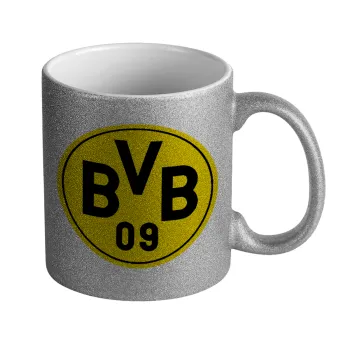 BVB Dortmund, Κούπα Ασημένια Glitter που γυαλίζει, κεραμική, 330ml
