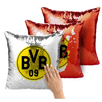 BVB Μπορούσια Ντόρτμουντ , Μαξιλάρι καναπέ Μαγικό Κόκκινο με πούλιες 40x40cm περιέχεται το γέμισμα