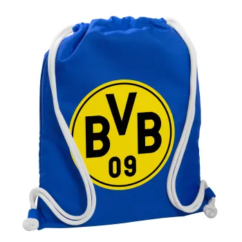 BVB Dortmund, Backpack pouch GYMBAG Blue, with pocket (40x48cm) & thick cords