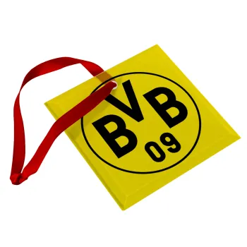 BVB Μπορούσια Ντόρτμουντ , Στολίδι Χριστουγεννιάτικο στολίδι γυάλινο τετράγωνο 9x9cm