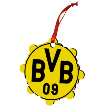 BVB Dortmund, Christmas ornament snowflake wooden 7.5cm