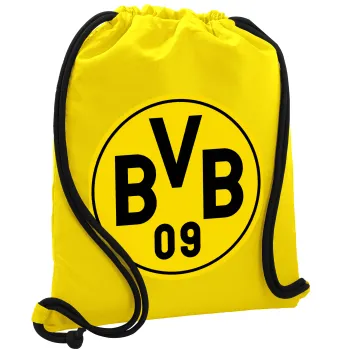 BVB Dortmund, Backpack pouch GYMBAG Yellow, with pocket (40x48cm) & thick cords