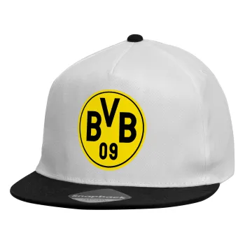 BVB Μπορούσια Ντόρτμουντ , Καπέλο παιδικό Flat Snapback, Λευκό (100% ΒΑΜΒΑΚΕΡΟ, ΠΑΙΔΙΚΟ, UNISEX, ONE SIZE)