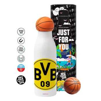 BVB Μπορούσια Ντόρτμουντ , Μπάλα μπάσκετ μεταλλικό παγούρι θερμός, διπλού τοιχώματος, 550ml