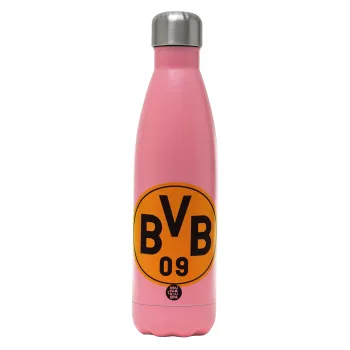 BVB Dortmund, Metal mug thermos Pink Mat (Stainless steel), double wall, 500ml