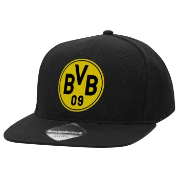 BVB Μπορούσια Ντόρτμουντ , Καπέλο Ενηλίκων Flat Snapback Μαύρο, (100% ΒΑΜΒΑΚΕΡΟ TWILL, ΕΝΗΛΙΚΩΝ, UNISEX, ONE SIZE)