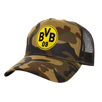 BVB Dortmund, Adult Structured Trucker Hat, with Mesh, (Camouflage) Army (100% COTTON, ADULT, UNISEX, ONE SIZE)