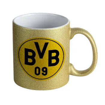 BVB Dortmund, Κούπα Χρυσή Glitter που γυαλίζει, κεραμική, 330ml