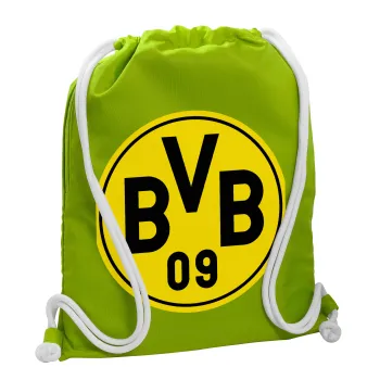 BVB Dortmund, Backpack bag GYMBAG LIME GREEN, with pocket (40x48cm) & thick cords