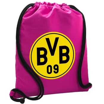 BVB Dortmund, Backpack pouch GYMBAG Fuchsia, with pocket (40x48cm) & thick cords