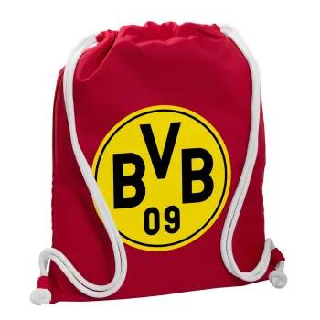 BVB Dortmund, Backpack pouch GYMBAG Red, with pocket (40x48cm) & thick cords