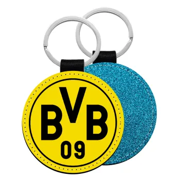 BVB Μπορούσια Ντόρτμουντ , Μπρελόκ Δερματίνη, στρογγυλό ΜΠΛΕ (5cm)