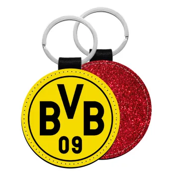 BVB Dortmund, Μπρελόκ Δερματίνη, στρογγυλό ΚΟΚΚΙΝΟ (5cm)