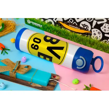 BVB Dortmund, Easter candle, Childrens hot water bottle, stainless steel, with safety straw, BLUE (500ml)