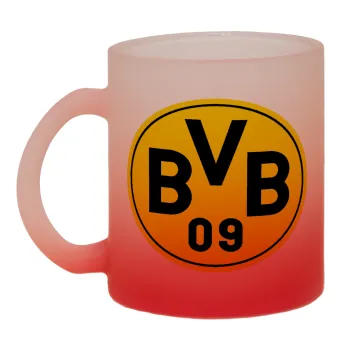 BVB Μπορούσια Ντόρτμουντ , Κούπα γυάλινη δίχρωμη με βάση το κόκκινο ματ, 330ml