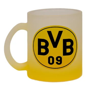 BVB Dortmund, Κούπα γυάλινη δίχρωμη με βάση το κίτρινο ματ, 330ml